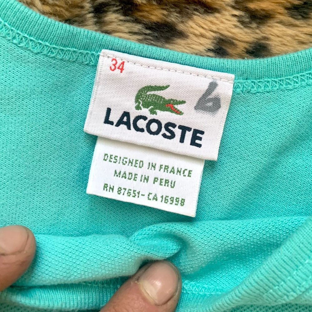 Lacoste Logo Short Cotton Summer Dress with Ruffle Frill